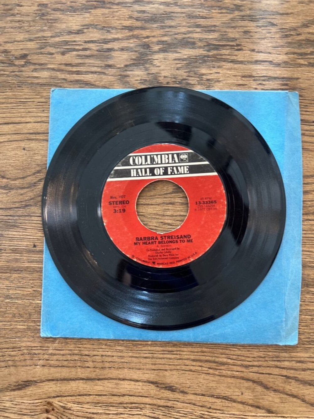 Barbra Streisand Love Theme From "A Star Is Born" 1976 Columbia 45 Hall Of Fame